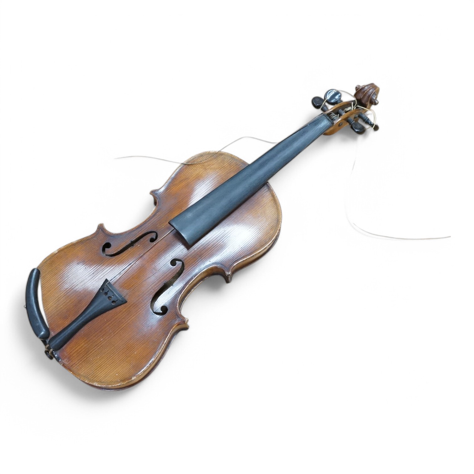 A quarter-size German violin, back measures 31cm. Condition - fair